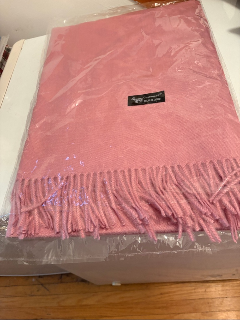 Cashmere Scarf Pink Fringe Pashmina new without tags